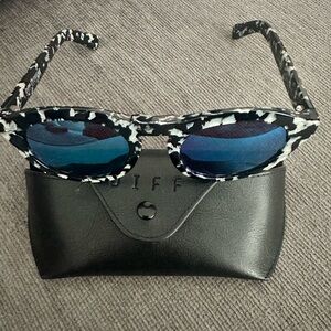 Diff Eyewear Black and White Sunglasses with Animal Print